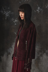 ROCKSTEADY Burgundy Suede Zip-Up Jacket 上海獨立設計師品牌 酒紅色麂皮拉鍊夾克