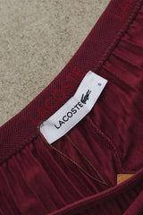 LACOSTE Burgundy Pleated Midi Skirt 經典酒紅字母鬆緊帶百褶裙