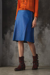 emanuel ungaro PARIS CALFLEATHER EUROPE Midi Skirt 寶藍色小牛皮革裙