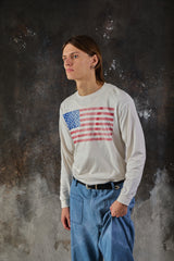 Vintage Delta Pro Weight Distressed American Flag Long Sleeve T-Shirt 90年代洗舊美國國旗長袖