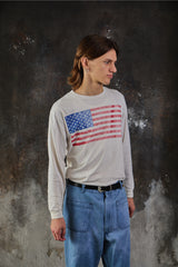 Vintage Delta Pro Weight Distressed American Flag Long Sleeve T-Shirt 90年代洗舊美國國旗長袖