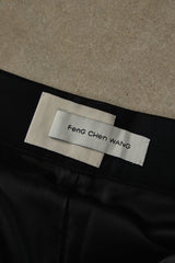 Feng Chen Wang Black Double Waistband Trousers 中國設計師品牌 毛混紡打褶束腳西裝褲