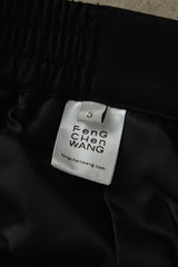 Feng Chen Wang Black Double Waistband Trousers 中國設計師品牌 毛混紡打褶束腳西裝褲