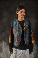 Engineered Garments Reversible Vest - Leopard Fleece  / Paisley 雙面穿剪絨豹紋變形蟲圖騰背心
