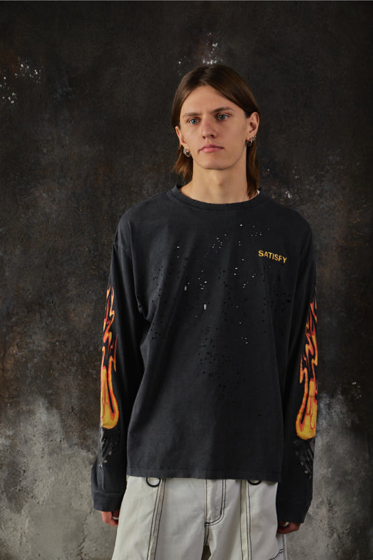 SATISFY® MothTech™ Long Tee 法國機能品牌 火焰印花長袖上衣