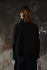 BUKHT Black Zip Blouson Jacket 日本工藝品牌 黑色綿質極簡襯衫領拉鍊外套