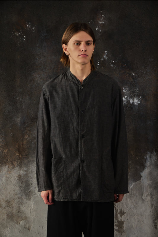 COMOLI Beta-Chambray Stand Collar Jacket 日本設計師品牌 灰色棉質立領襯衫外套