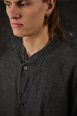 COMOLI Beta-Chambray Stand Collar Jacket 日本設計師品牌 灰色棉質立領襯衫外套