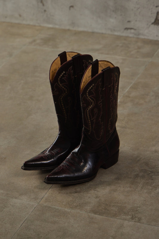 Lucchese Handcrafted Western Boots Black Cherry 黑櫻桃色手工皮革尖頭西部牛仔靴