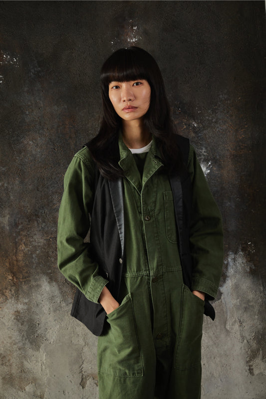 DKNY JEANS Black Sleeveless Blazer Vest 異材質拼接拉鍊西裝背心