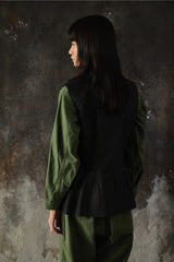 DKNY JEANS Black Sleeveless Blazer Vest 異材質拼接拉鍊西裝背心