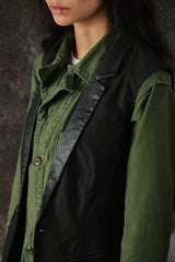 DKNY JEANS Black Sleeveless Blazer Vest 異材質拼接拉鍊西裝背心