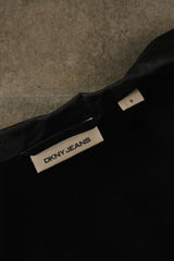 DKNY JEANS Black Sleeveless Blazer Vest 異材質拼接拉鍊西裝背心
