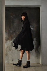 Yohji Yamamoto FEMME Asymmetric Cloak Manto Docking Long Shirt 山本耀司女裝主線 不對稱斗篷披風解構長版襯衫