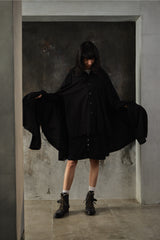 Yohji Yamamoto FEMME Asymmetric Cloak Manto Docking Long Shirt 山本耀司女裝主線 不對稱斗篷披風解構長版襯衫
