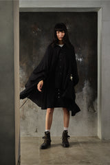 Yohji Yamamoto FEMME Asymmetric Cloak Manto Docking Long Shirt 山本耀司女裝主線 不對稱斗篷披風解構長版襯衫