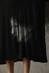 BLACK Scandal Yohji Yamamoto × Suzume Uchida Face Print Henley Neck Long Shirt