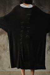 BLACK Scandal Yohji Yamamoto × Suzume Uchida Face Print Henley Neck Long Shirt