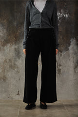 Y's Yohji Yamamoto Side Button Wide Pants 山本耀司 黑色側排釦棉質寬褲