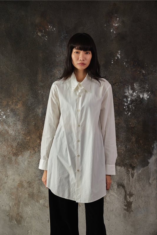 LIMI feu 100/2 Broad A Long Blouse 山本里美 白色長袖棉質襯衫