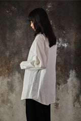 LIMI feu 100/2 Broad A Long Blouse 山本里美 白色長袖棉質襯衫