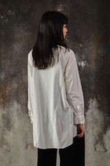 LIMI feu 100/2 Broad A Long Blouse 山本里美 白色長袖棉質襯衫