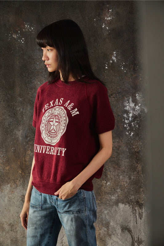Vintage 80s Soffe Texas A&M Short Sleeve Sweatshirt USA Made 古著德州農工大學 短袖衛衣 美製