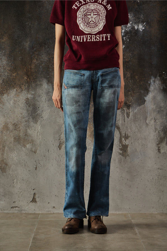 Vintge Y2K Diesel HUSH DS Distressed Mud-Wash Low-Rise Bootcut Jeans 髒污感作舊雙釦微喇叭牛仔褲 意大利製