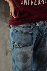 Vintge Y2K Diesel HUSH DS Distressed Mud-Wash Low-Rise Bootcut Jeans 髒污感作舊雙釦微喇叭牛仔褲 意大利製