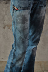 Vintge Y2K Diesel HUSH DS Distressed Mud-Wash Low-Rise Bootcut Jeans 髒污感作舊雙釦微喇叭牛仔褲 意大利製