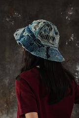 BORO Distressed Denim Bucket Hat 日系復古拼接丹寧漁夫帽