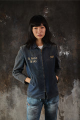 1960s Cold War US Army "97th General Hospital" Germany Souvenir Jacket in French Ink Blue Moleskin (with SCOVILL Zipper)