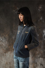 1960s Cold War US Army "97th General Hospital" Germany Souvenir Jacket in French Ink Blue Moleskin (with SCOVILL Zipper)
