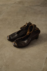 Trippen "Closed" Leather Ankle Wrap Wedge Heels 繞踝綁帶真皮粗跟鞋