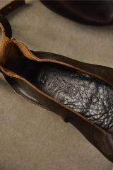 Trippen "Closed" Leather Ankle Wrap Wedge Heels 繞踝綁帶真皮粗跟鞋