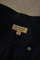 Burberry Black Watch Tartan Ruffled-Bib Band-Collar Shirt