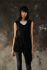 Y's Yohji Yamamoto Flap Panel Ruched  Sleeveless 山本耀司 黑色不規則皺褶無袖層次背心