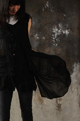 Y's Yohji Yamamoto Flap Panel Ruched  Sleeveless 山本耀司 黑色不規則皺褶無袖層次背心