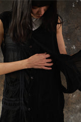 Y's Yohji Yamamoto Flap Panel Ruched  Sleeveless 山本耀司 黑色不規則皺褶無袖層次背心