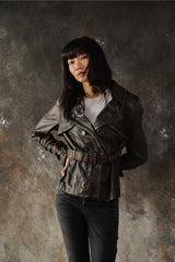 ALLSAINTS AW08 ZOPHIA Vintage Brown Leather Mini Mac Convertible Jacket  復古仿舊深棕兩用式皮革風衣夾克