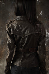 ALLSAINTS AW08 ZOPHIA Vintage Brown Leather Mini Mac Convertible Jacket  復古仿舊深棕兩用式皮革風衣夾克