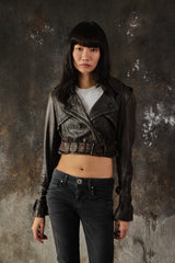 ALLSAINTS AW08 ZOPHIA Vintage Brown Leather Mini Mac Convertible Jacket  復古仿舊深棕兩用式皮革風衣夾克