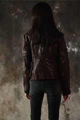 AllSaints Spitalfields Hyde Asymmetrical Leather Jacket-Brown復古水洗不對稱斜拉領羊皮皮衣
