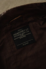 AllSaints Spitalfields Hyde Asymmetrical Leather Jacket-Brown復古水洗不對稱斜拉領羊皮皮衣