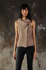 AllSaints Kadian Leather Gilet Asymmetric Vest白色經典不對稱解構風羊皮背心