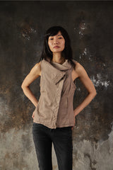 AllSaints Kadian Leather Gilet Asymmetric Vest白色經典不對稱解構風羊皮背心