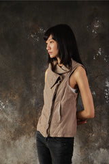 AllSaints Kadian Leather Gilet Asymmetric Vest白色經典不對稱解構風羊皮背心