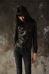 AllSaints Belvedere Leather Biker Jacket - Black 復古修身立領羊皮騎士皮衣外套