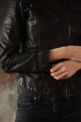 AllSaints Belvedere Leather Biker Jacket - Black 復古修身立領羊皮騎士皮衣外套
