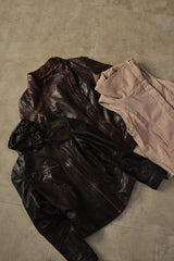 ALLSAINTS AW08 ZOPHIA Vintage Brown Leather Mini Mac Convertible Jacket  復古仿舊深棕兩用式皮革風衣夾克